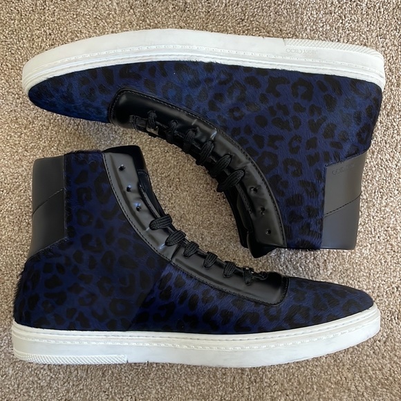 Men’s Jimmy Choo Leopard Print Calf Hair High Tops - Picture 3 of 9